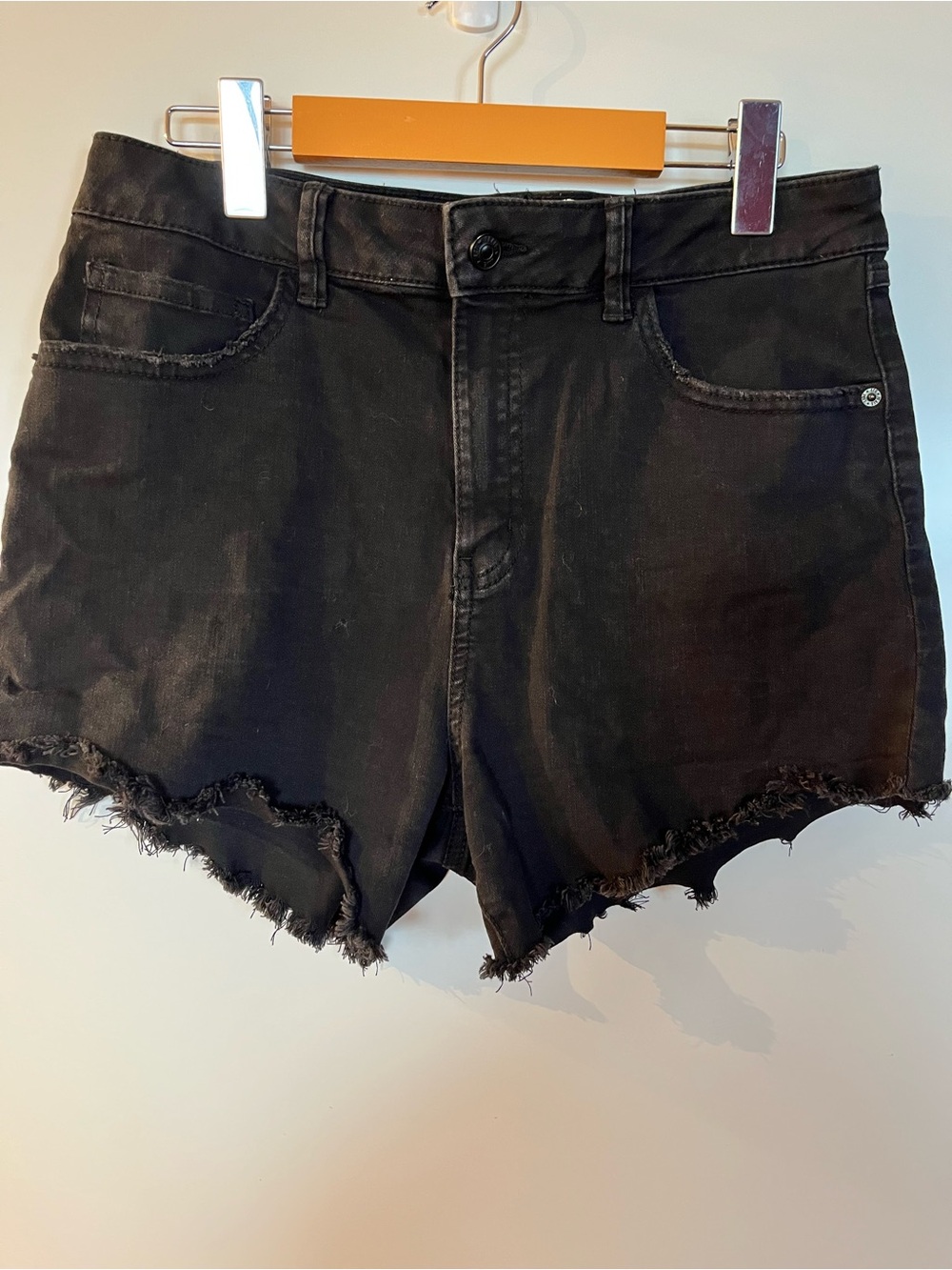 Rewash Black Distressed Super High Rise Cutoff Denim Shorts
